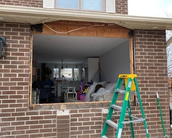 Image depicts a bay window installation project in Woodbridge.