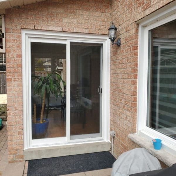 Image depicts a new sliding patio door from our project in Maple.