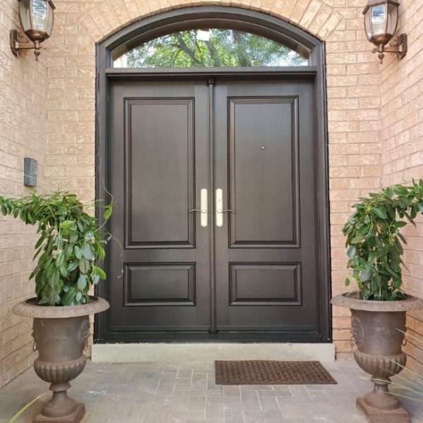 Brown entry door in a Thornhill home.
