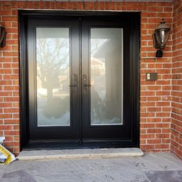 double entry door with glass panel