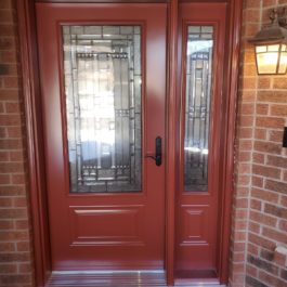 red entry door with sidelite