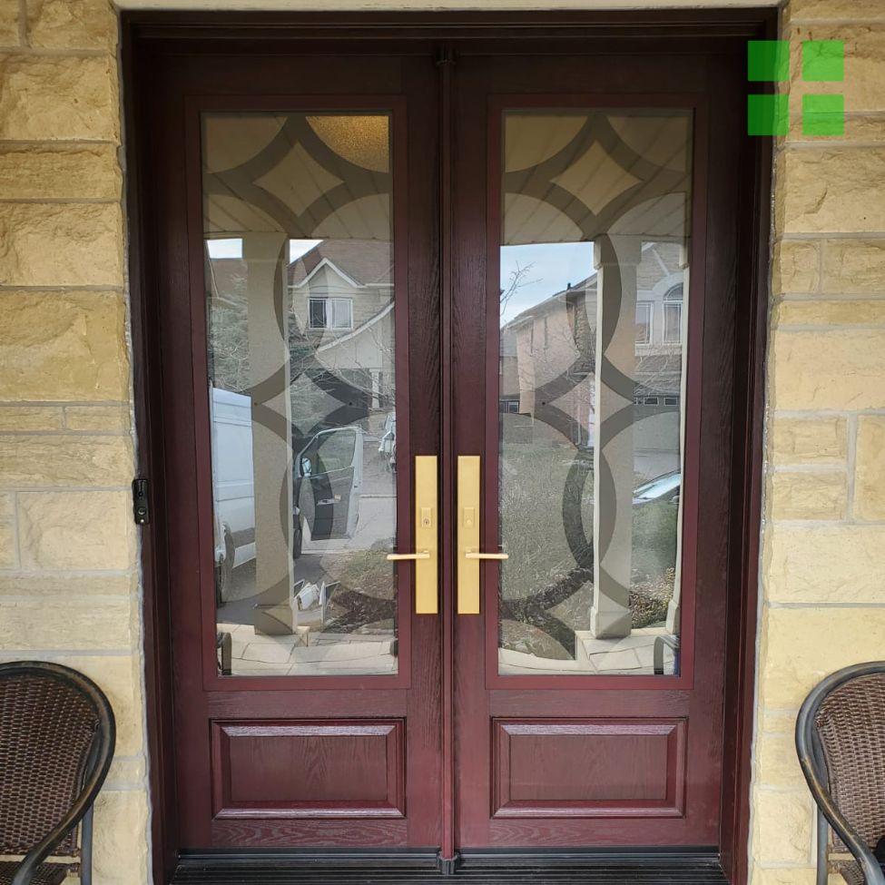 Burgundy Front Door with Glass Inserts