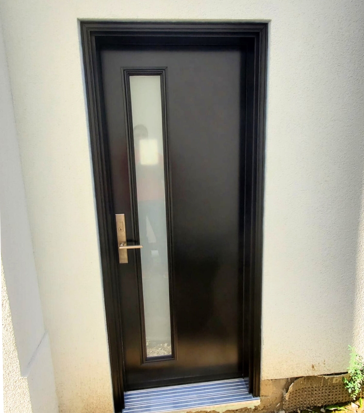 Dark Brown Entry Door with Glass
