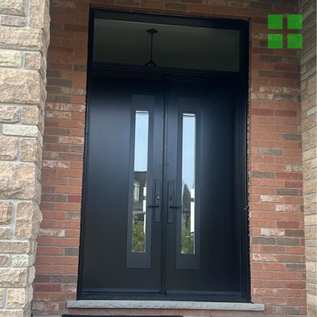 Modern Entry Double Door with two glass panels